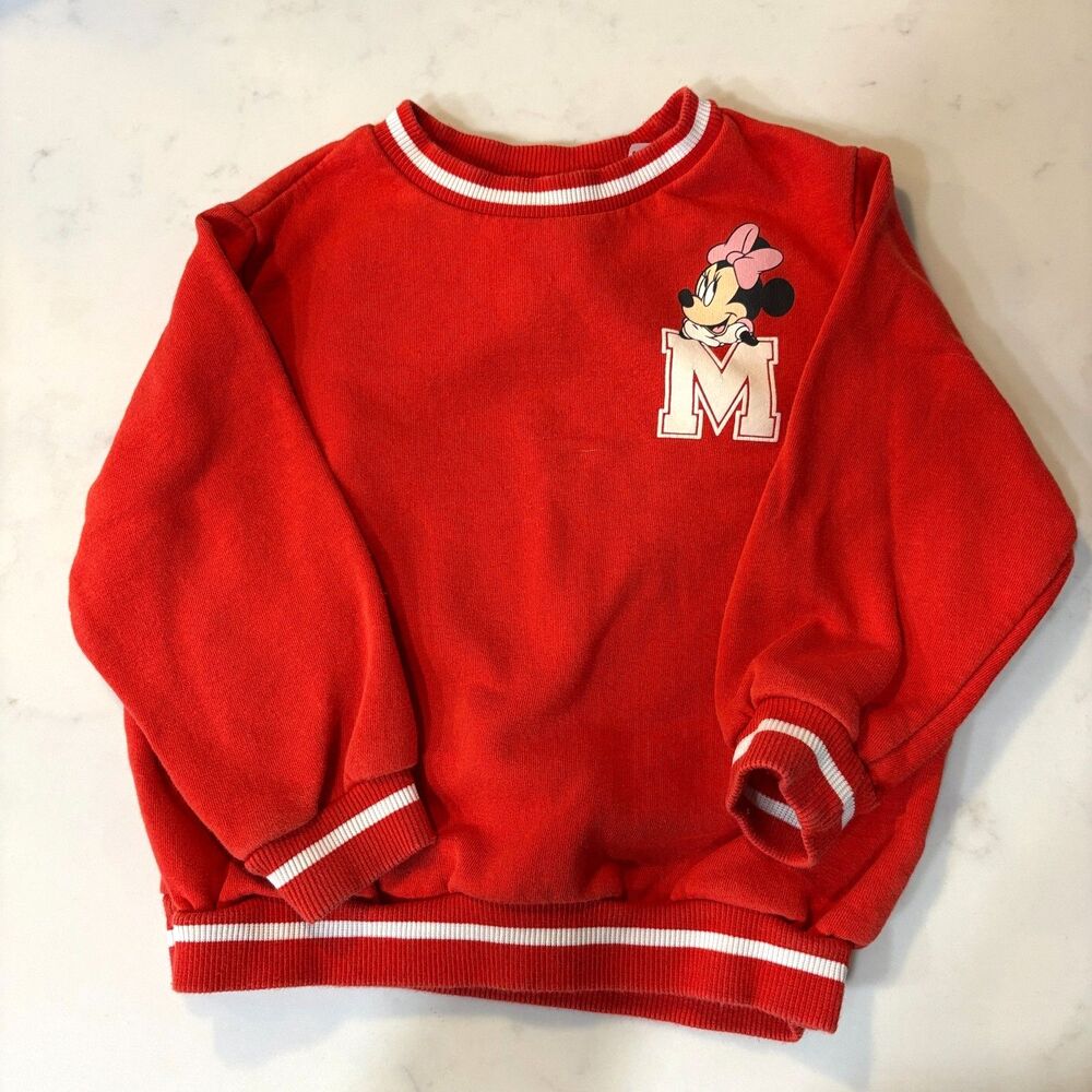 H&M Disney Minnie Mouse Crewneck Sweatshirt Sweater in Red White - Size 3T/4T
